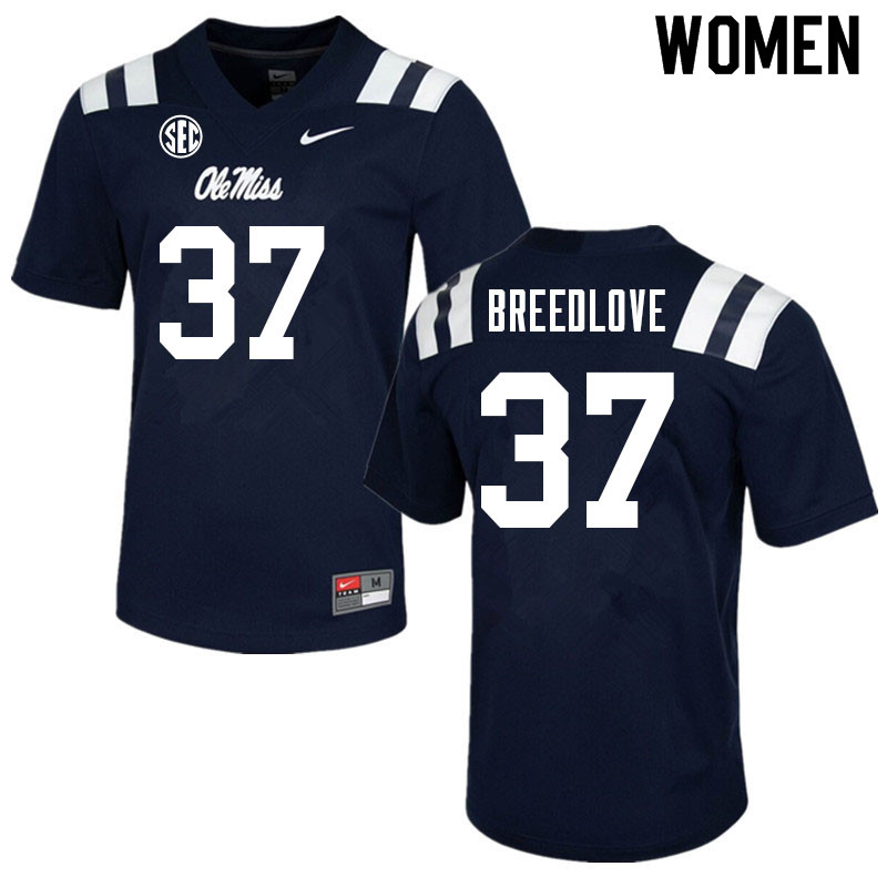 Kyndrich Breedlove Ole Miss Rebels NCAA Women's Navy #37 Stitched Limited College Football Jersey WNN3158VP